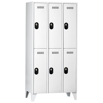 Fächerschrank,3 Abteile a'300mm 6 F. Lichtgrau/Lichtgrau,H 1850 x T 500 mm