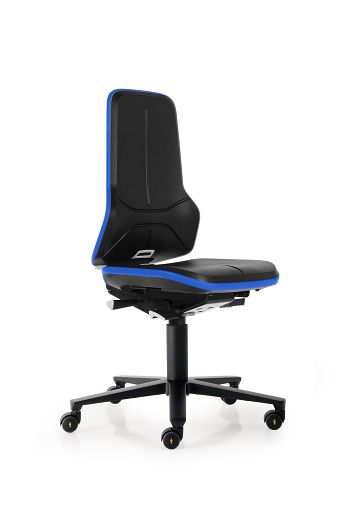 Arbeitsdrehstuhl Neon ESD Integralschaum schwarz, Flexband blau