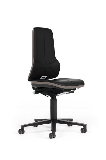 Arbeitsdrehstuhl Neon ESD Kunstleder schwarz, Flexband grau