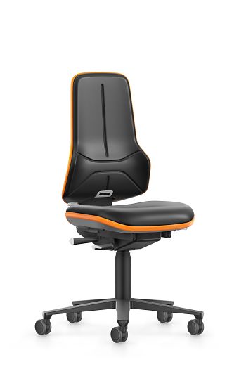 Arbeitsstuhl Neon XXL Kunstleder schwarz, Flexband orange