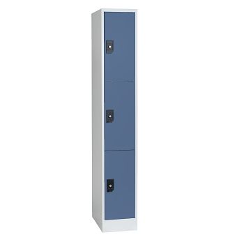 Stahlkleiderschrank 1 Abteil a'300 mm Lichtgrau/Taubenblau mit 3 Fächer