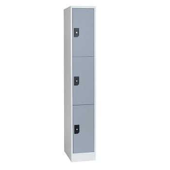 Stahlkleiderschrank 1 Abteil a'300 mm Lichtgrau/Silbergrau mit 3 Fächer