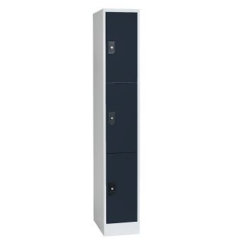 Stahlkleiderschrank 1 Abteil a'300 mm Lichtgrau/Anthrazitgrau mit 3 Fächer