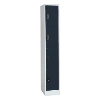 Stahlkleiderschrank 1 Abteil a'300mm Lichtgrau/Anthrazitgrau mit 4 Fächer