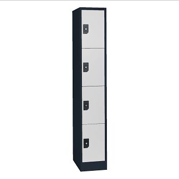 Stahlkleiderschrank 1 Abteil a'300mm Anthrazitgrau/Lichtgrau mit 4 Fächer
