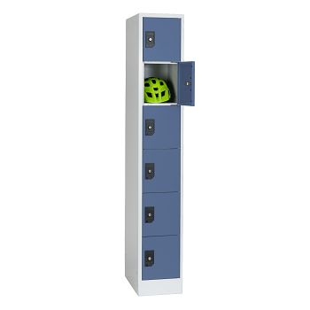 Stahlkleiderschrank 1 Abteil a'300 mm Lichtgrau/Taubenblau mit 6 Fächer