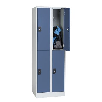 Stahlkleiderschrank 2 Abteile a'300mm Lichtgrau/Taubenblau mit 4 Fächer