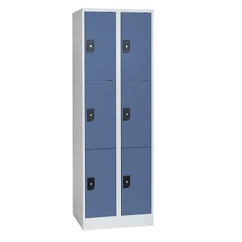 Stahlkleiderschrank 2 Abteile a'300mm Lichtgrau/Taubenblau mit 6 Fächer