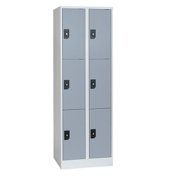 Stahlkleiderschrank 2 Abteile a'300mm Lichtgrau/Silbergrau mit 6 Fächer