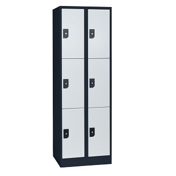 Stahlkleiderschrank 2 Abteile a'300mm Anthrazitgrau/Lichtgrau mit 6 Fächer