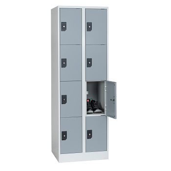 Stahlkleiderschrank 2 Abteile a'300mm Lichtgrau/Silbergrau mit 8 Fächer