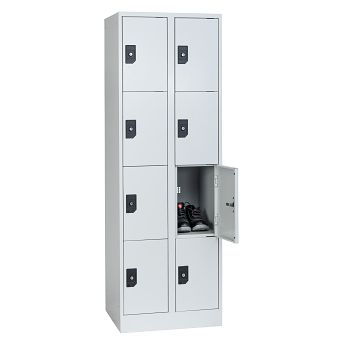 Stahlkleiderschrank 2 Abteile a'300mm Lichtgrau/Lichtgrau mit 8 Fächer
