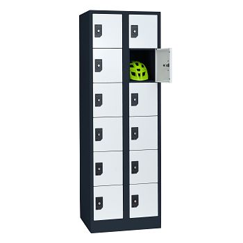 Stahlkleiderschrank 2 Abteile a'300mm Anthrazitgrau/Lichtgrau mit 12 Fächer