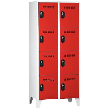 Wertfachschrank 2 Abteile a'400mm 8F. Lichtgrau/Feuerrot,H 1850 x T 500 mm