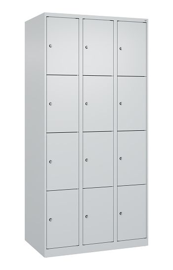 Schließfachschrank, bodenstehend 3 Abteile / 12 Fächer á 300 mm