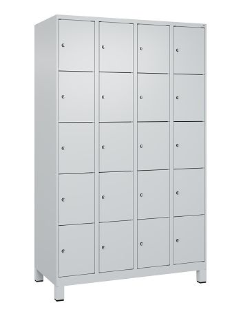 Schließfachschrank mit Füßen 4 Abteile / 20 Fächer á 300 mm