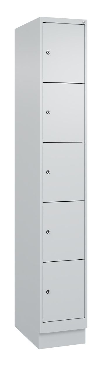 Schließfachschrank mit Sockel 1 Abteil / 5 Fächer á 300 mm