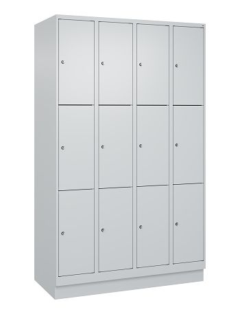 Schließfachschrank mit Sockel 4 Abteile / 12 Fächer á 300 mm