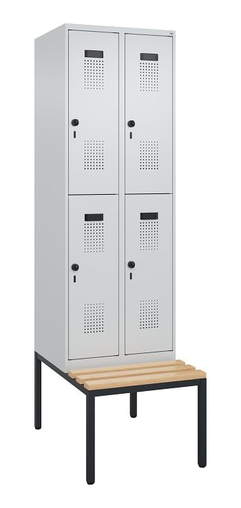 Garderobenschrank mit untergebauter Sitzbank,2 x 2 Abteile  á 300 mm