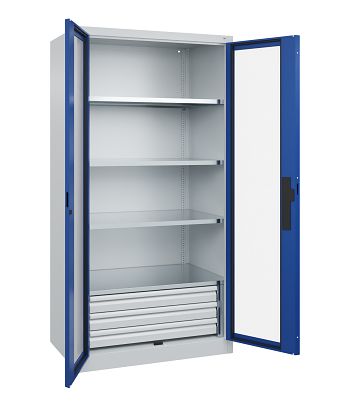 unten; Lichtgrau RAL 7035/Enzianblau RAL 5010 