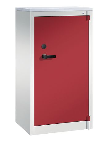 Korpus: lichtgrau RAL 7035/Tür: rubinrot RAL 3003 