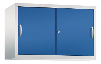 Korpus/Türen: lichtgrau/enzianblau 