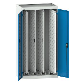 Vertikalauszugschrank, Key Lock m. Flügelt., 4 Auszüge mit Lochwand