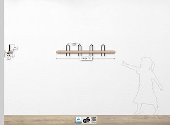 Secura-Hakenleiste Serie 345 L1000mm,Buche Blende Ø 45mm