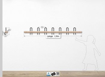 Secura-Hakenleiste Serie 345 L1500mm,Buche Blende Ø 45mm