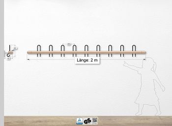 Secura-Hakenleiste Serie 345 L2000mm,Buche Blende Ø 45mm