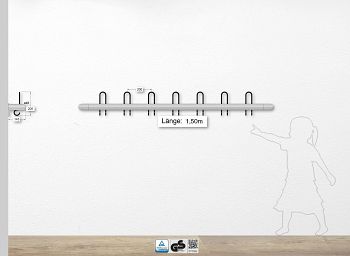 Secura-Hakenleiste Serie 350 L 1500mm, Alu-Blende Ø 50 mm