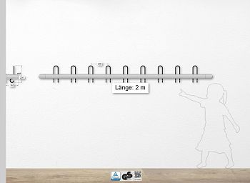 Secura-Hakenleiste Serie 350 L 2000mm, Alu-Blende Ø 50 mm