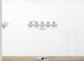 Secura Hakenleiste Serie 360 L 1000mm, Alu-Blende 60mm hoch