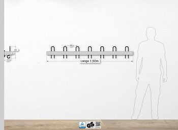 Secura Hakenleiste Serie 360 L 1500mm, Alu-Blende 60mm hoch