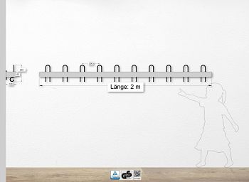 Secura Hakenleiste Serie 360 L 2000mm, Alu-Blende 60mm hoch