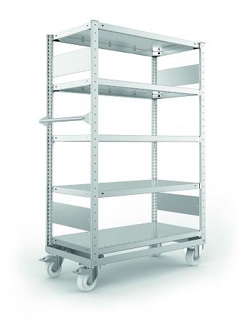 Regalwagen mit Fachböden, verzinkt 1500 x 1000 x 500, 4 Böden á 100 kg