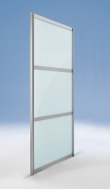Stellwand GERADE 1000 x 40 x 1980 mm Alu silber / ESG Glas satiniert