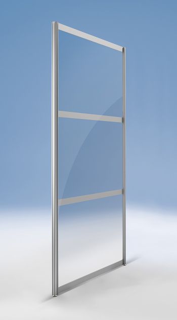 Stellwand GERADE 1000 x 40 x 1980 mm Alu silber / ESG Klarglas