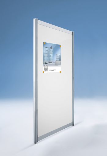 Stellwand GERADE 1000 x 40 x 1380 mm Alu silber / Metall weiß