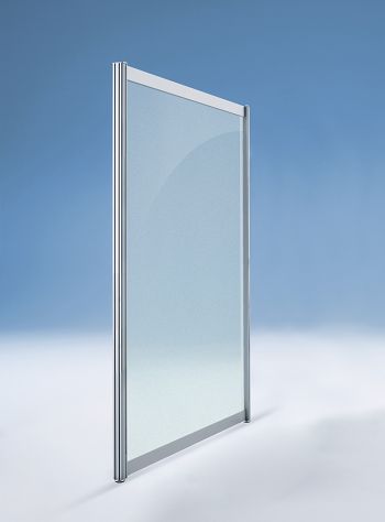 Stellwand GERADE 1000 x 40 x 1380 mm Alu silber / ESG Glas satiniert