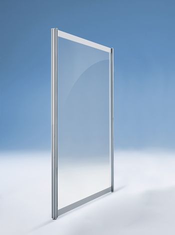 Stellwand GERADE 1000 x 40 x 1380 mm Alu silber / ESG Klarglas