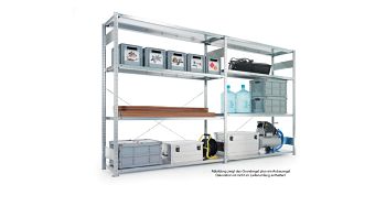 Steck-Grundregal, RAL 7035 2500 x 1300 x 800 mm,6 Böden á 230 kg