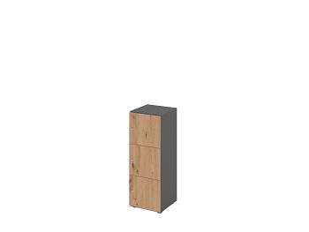 Schliessfachschrank 3OH Graphit/ Asteiche, BxTxH: 400 x 420  x 1100 mm