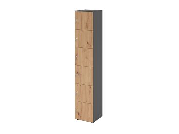 Schliessfachschrank 6OH Graphit/ Asteiche, BxTxH: 400 x 420 x 2156 mm