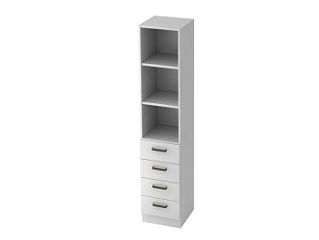 Regalschrank mit 4 Schubladen Korpus/Front Weiß