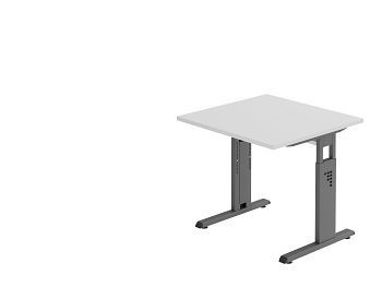 Schreibtisch Serie O, Dekor: Grau BxTxH: 800 x 800 x 650-850 mm