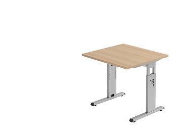 Schreibtisch Serie O, Dekor: Eiche BxTxH: 800 x 800 x 650-850 mm