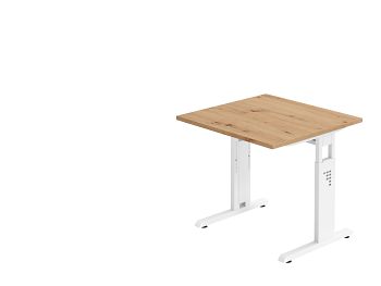 Schreibtisch Serie O, Dekor: Asteiche BxTxH: 800 x 800 x 650-850 mm