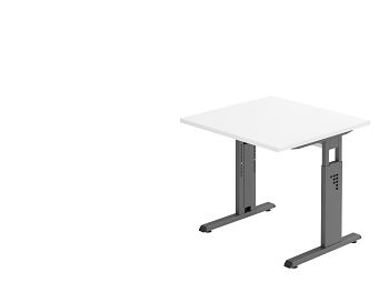 Schreibtisch Serie O, Dekor: Weiß BxTxH: 800 x 800 x 650-850 mm