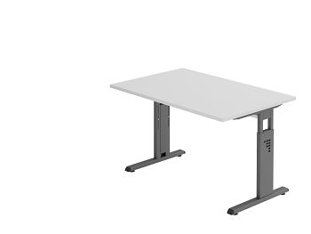 Schreibtisch Serie O, Dekor: Grau BxTxH: 1200 x 800 x 650-850 mm
